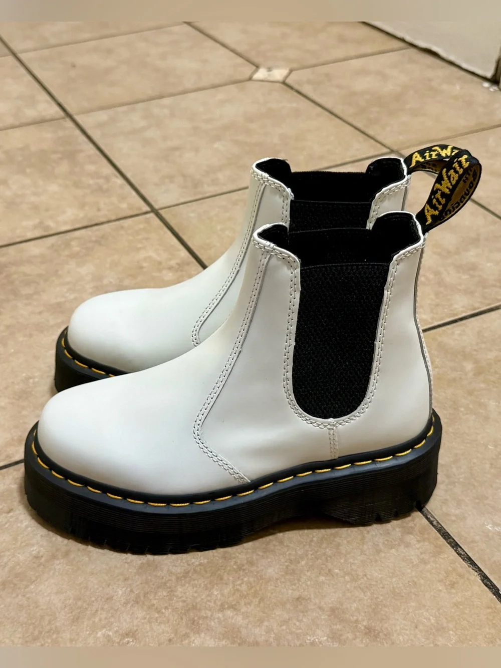 Women’s White Chelsea Boots with Chunky Sole